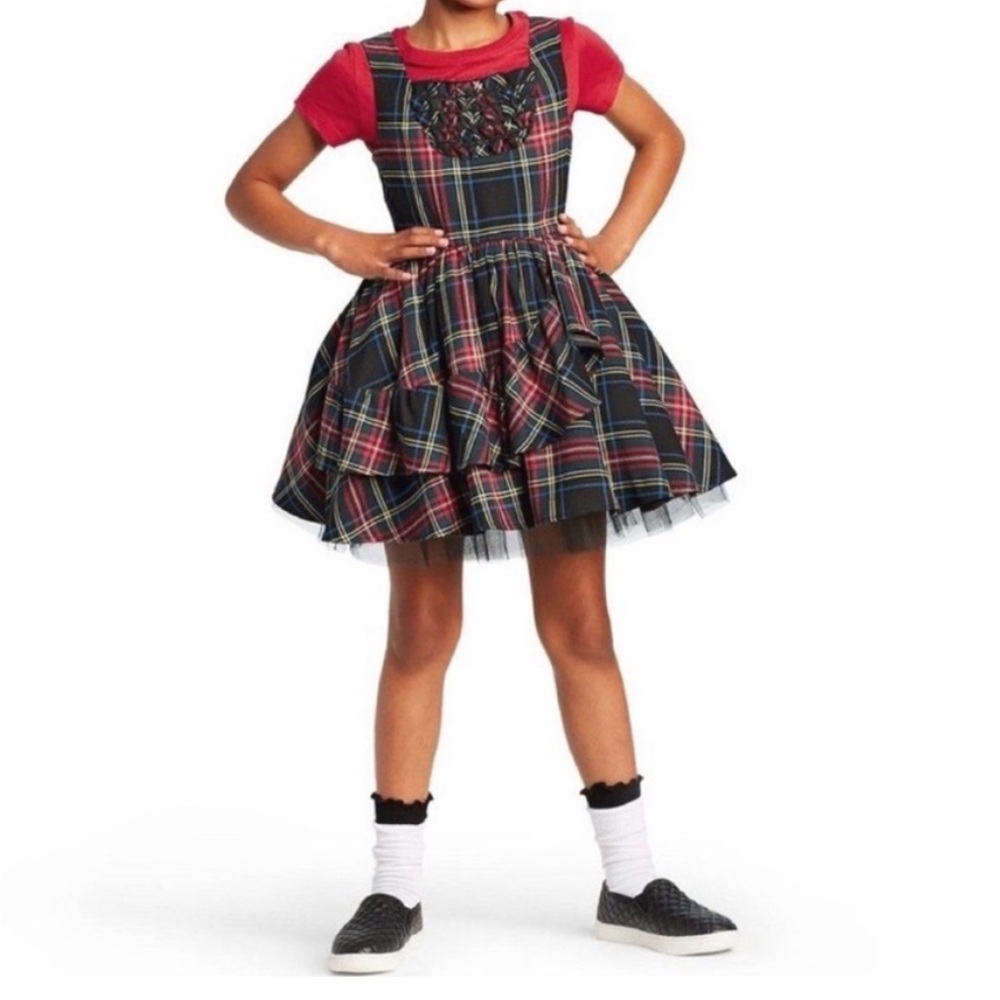 Target X Harajuku Mini plaid fluffy dress fall winter outfit kawaii size:XS 4/5